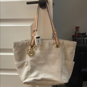 Elegant Cream Michael Kors Tote Bag